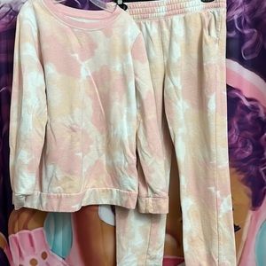 Girls, pink, jogger set 14/16.
